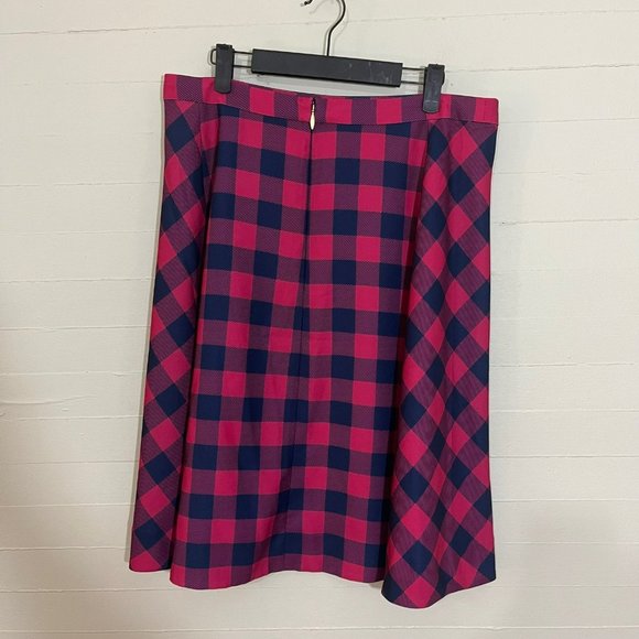 Draper James Buffalo Check Collection Pleated Skirt in Cerise Pink SZ 12 - Picture 5 of 9